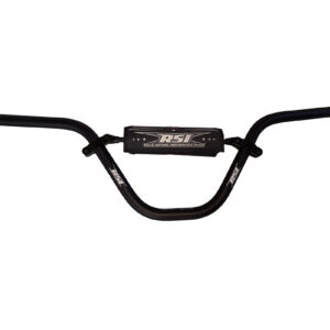BOONDOGGLER 7/8 CLAMP AREA - 7/8" HOOKED HANDLEBAR -13 DEGREE SWEEP- 7" RISE WITH CROSSBAR - 30.5" WIDE - BLACK ANODIZED